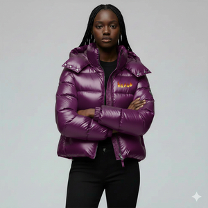 Wholesale Winter Custom Puff Bubble Breathable Puffer Jacket Women Best Design Big Collar Regular Solid Plain Dyed customize moq - Product Image 5