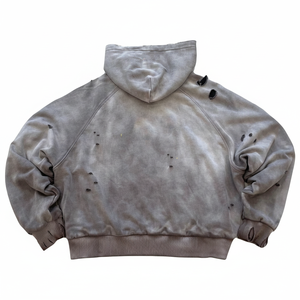 Sudadera con capucha extragrande para hombre, personalizada, de algodón 100% de 500 g/m², con lavado ácido y efecto desgastado en toda la prenda, fabricación al por mayor de lujo. - Product Image 2