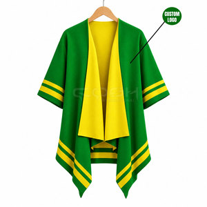 Cosh International Sorority Sisterhood - Cárdigan Verde y Amarillo con Frente Abierto para Mujer, Informal, Manga Murciélago, Largo, 100% Poliéster - Product Image 1