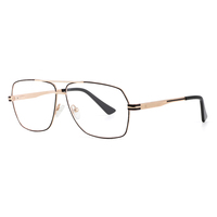 Montures optiques carrées en métal pour hommes, double pont, lunettes bicolores, vente en gros, fabricant de lunettes avec logo personnalisé OEM