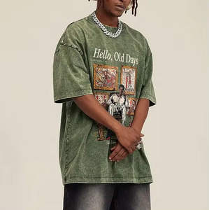 เสื้อยืดคอตตอนพิมพ์ลายกราฟิกสไตล์วินเทจลำลองทรงโอเวอร์ไซส์แบบย้อมสีเอซิดสุดหรู - Product Image 1