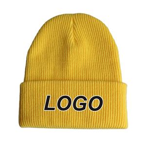 Gorro de punto de diseñador con puños de colores sólidos Unisex liso de invierno, gorro bordado de pescador acrílico, gorros personalizados con logotipo personalizado - Product Image 4
