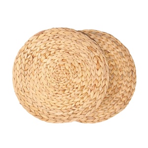 Hot Trend Natural Water Hyacinth Woven Bohemian Style Eco-Friendly <b>Round</b> Handwoven Rattan Placemats <b>Set</b> of <b>4</b> Vietnam HNH Craft - Product Image 2