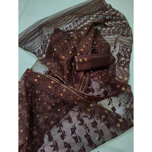 Sari traditionnel bangladais en coton Jamdani pour femmes, imprimés numériques, tenue de soirée, toutes saisons, séchage rapide, protection solaire, vente en gros - Product Image 5