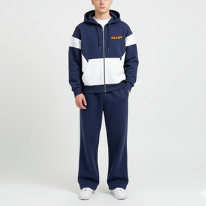 Custom Printed Embroidered Logo Midweight 100% Cotton Fleece Hoodie Sweatpants <b>Set</b> Winter Casual Wear Streetwear Men's 2 Piece - Product Image 1