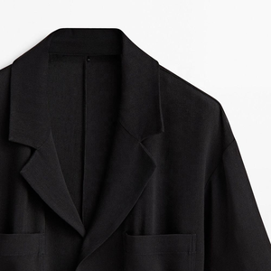 Abrigos de lana largos sin cuello para mujer, chaqueta de invierno para mujer - Product Image 3