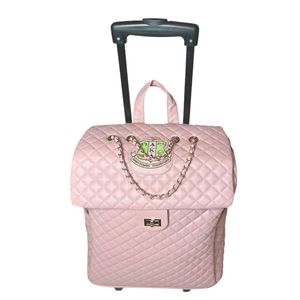 AKA Quilted Roller Bag Pink Travel Luggage Wheeled <b>Suitcase</b> Large Capacity Carry On Alpha Style Sorority Greek Apparel Bag - Product Image 2