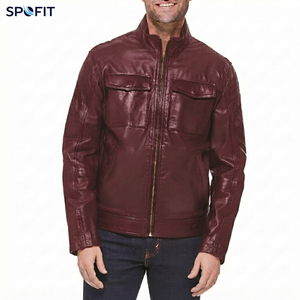 เสื้อแจ็คเก็ตหนัง PU สีดำสำหรับผู้ชาย SPOFIT คอตั้ง ซิปปิด ทรงเข้ารูป ใส่ได้ในฤดูใบไม้ร่วง ระบายอากาศได้ดี - Product Image 4