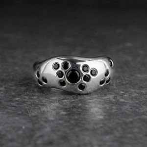 Best Selling Black Cubic Zirconia 5mm Round Shape Bezel Setting <b>Oxidize</b> Plated Signet Fashion Ring Unisex Gift For Men's Wear - Product Image 1