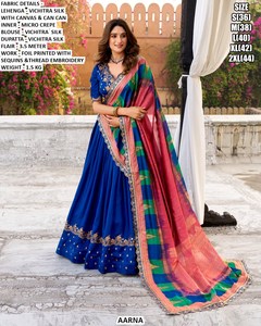 Lehenga Choli de Diseño Royal Aarna, Estilo Tradicional de Seda, Protección Solar, Secado Rápido, Largo hasta el Suelo, Corte Regular, para Bodas/Fiestas - Product Image 4
