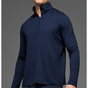 T-shirt de sport pour homme à manches longues et demi-zip avec logo personnalisé, respirant, pour la course à pied et la gym - Product Image 1