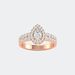 แหวนเพชรทรงลูกแพร์ 1.15 กะรัต - ดีไซน์ฮาโลแบบประดับเพชรสองชั้น - Product Image 3