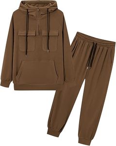 Ensemble de survêtement 2 pièces pour homme, collection automne, haut de gamme, avec sweat à capuche à manches longues et fermeture éclair quart de tour, tenue décontractée avec poche kangourou - Product Image 6