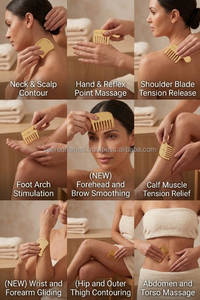 Peigne à cheveux artisanal en laiton massif avec poignée, à dents larges, masseur de cuir chevelu, en métal doré, démêlant, Gua Sha, vente en gros - Product Image 4