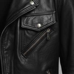 Premium Men's Black Genuine <b>Sheepskin</b> Leather Motorcycle Jacket Slim Fit Biker Punk Streetwear <b>Vintage</b> Real Leather <b>Coat</b> Men - Product Image 5