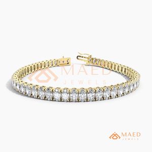 Oval Tennis <b>Bracelet</b> Moissanite Diamond <b>Bracelet</b> For Women Gold Finish Luxury Wedding Anniversary Jewelry Gift Elegant Style - Product Image 6