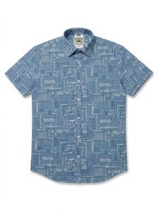Camisa Casual de Manga Corta para Hombre, Estampado Geométrico, Cuello Clásico, Transpirable, Lino/Algodón, Doble Botonadura, Estilo Veraniego - Product Image 4