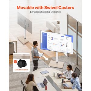 Carrello TV Mobile con Rotazione di 25 Gradi a Destra-Sinistra, Altezza Regolabile, per Schermi da 32-70 Pollici, Supporto TV con Ruote - Product Image 3