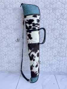 Latest Designer 2026 Cowhide Fur Leather Rifle Bag with Turquoise Tooled Leather Stylish Shoulder Handbag For Unisex - Product Image 3
