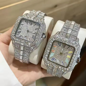 Silver Frost Premium iced out Moissanite Quartz Watch for Men with Clean Dial and Smooth Steel Finish - Product Image 1