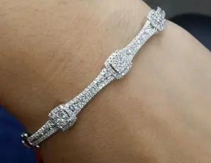 Bracelet tennis large pour femme Tishya Diamond 15 carats, moissanite véritable taille ronde, argent sterling 925 - Product Image 1