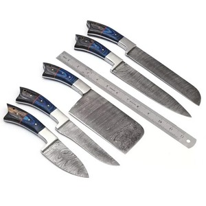 Juego de Cuchillos de Cocina de Acero de Damasco Hechos a Mano de Primera Calidad con Mangos Plateados – Juego Profesional de Chef de 5 Piezas - Product Image 2