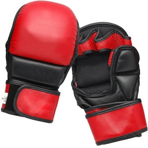 Gants de boxe professionnels demi-doigt de 8oz Gants de pratique MMA et UFC en cuir PU personnalisables pour les tireurs - Product Image 4