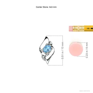 14K Solid Gold Shell Style Oval Cut Natural Aquamarine & Diamond Pendant <b>Top</b> Quality Prong Set Fine Jewelry Pendant Necklace OEM - Product Image 3