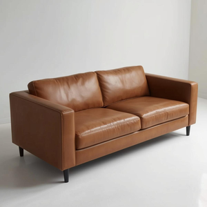 Canapé moderne en cuir véritable bleu, style mid-century, revêtement en cuir de vachette véritable, pour salon, mobilier de café et restaurant - Product Image 4