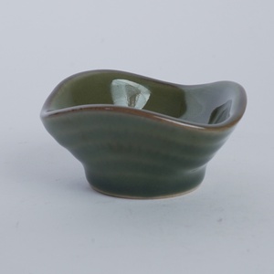 Olive Green Reactive Glaze Modern Design Square Stoneware Ceramic Sauce Dish Ribbed <b>Sides</b> Sushi Soy Dipping Restaurant Hotel - Product Image 4