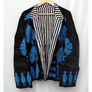 Manteau pull-over d'automne pour femme en velours écologique brodé de fleurs, broderie à la main, manches longues, séchage rapide, coton matelassé - Product Image 1