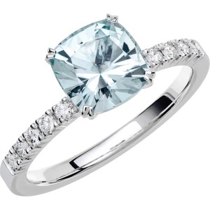 Classic Luxury Cushion Cut Blue Topaz 925 Sterling <b>Silver</b> Gold Plated Prong <b>Set</b> Engagement Wedding Anniversary <b>Ring</b> - Product Image 1