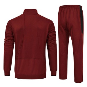 Chándal Unisex Rojo de Color Sólido con Cuello Redondo y Cierre de Cremallera, Ropa Casual para Adultos, Temporada de Otoño, Transpirable, de Peso Medio, en Poliéster - Product Image 2