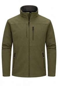 Men's Sporty Winter <b>Hooded</b> <b>Soft</b> <b>Shell</b> Windbreaker <b>Jacket</b> OEM Waterproof Breathable Front Logo Polyester/Nylon - Product Image 5