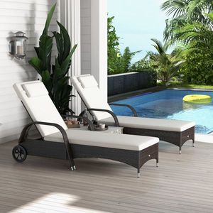 Moderna Chaise Longue da Esterno in Rattan con Telaio in Alluminio e Cuscino Impermeabile - Product Image 3