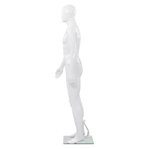 Maniquí Masculino Blanco Brillante con Cuerpo Completo y Base de Vidrio de 72.8 Pulgadas - Product Image 3