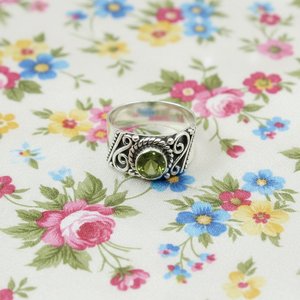 925 Sterling Silver <b>Peridot</b> <b>Ring</b> Vintage Filigree Floral Design Rose Gold Yellow Gold Plated Handmade Boho Statement Jewelry - Product Image 6