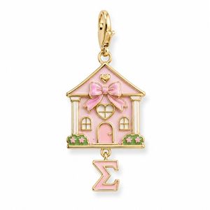 Breloques de sororité de luxe en or avec pendentif lettre, perle et nœud en strass pour bracelet de sœurterie personnalisé - Product Image 1