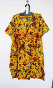 Caftán indio hecho a mano de algodón con estampado de pájaros, vestido ligero tipo kimono. - Product Image 5