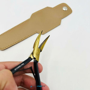 Custom Logo Leather Pouch with Black Gold Flat Curved Hair <b>Extension</b> Pliers Micro-<b>Beads</b> Stainless Steel Hair <b>Extension</b> Tools - Product Image 2