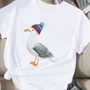 Camiseta cómoda de gaviota con gorro vibrante para mujer - Product Image 4