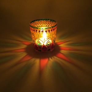 Home Indoor Hanging Lotus Candlestick Candle Holders <b>Gold</b> Powder Coated Perfect for Living Room T-Light Holders Lighting Events - Product Image 3