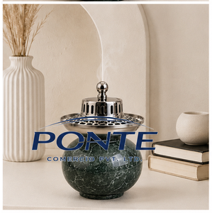 Luxury Green Marble Incense Burner With Stainless Steel Lid Premium Arabic Bakhoor Censer For Home <b>Decor</b> Meditation & Spa - Product Image 2