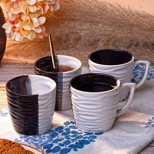 <b>Set</b> of 4 Versatile Wavy Ceramic <b>Tea</b> <b>Cups</b> - Product Image 1