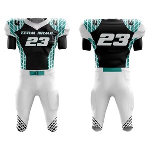 Ensemble d'uniformes de football américain personnalisés, maillot blanc, pantalon vert, sublimé, respirant, ajusté pour adultes, toutes saisons - Product Image 6