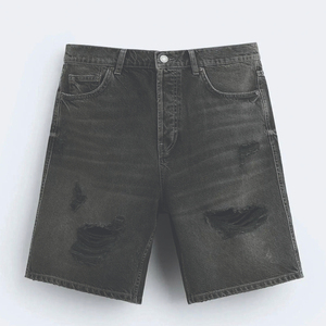 กางเกงยีนส์ขาสั้นทรงตรงผ้าถักเนื้อบางเบาสำหรับผู้ชายรุ่นใหม่ล่าสุด 100% ผ้าฝ้าย สวมใส่สบาย เป็นมิตรกับสิ่งแวดล้อม สีสันตามสั่ง - Product Image 1