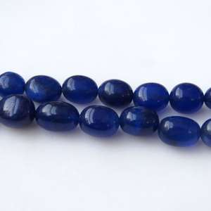 ลูกปัดหยกสีน้ำเงินธรรมชาติทรงรีเรียบเนียน ลูกปัดอัญมณีสำหรับทำเครื่องประดับ ร้อยเป็นเส้น หินหลวมคุณภาพสูง - Product Image 2