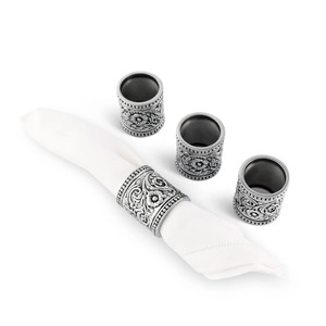 Floral Design <b>Silver</b> Metal <b>Napkin</b> Ring Perfect For Events Parties Weddings And Festive Table Settings Wholesale From India - Product Image 3