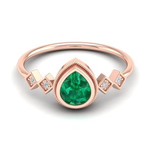 Anillo REYES con Gema Esmeralda Corte Pera de 0.6Ct en Oro Blanco de 14K, Anillos de Compromiso con Moissanita Certificada GRA para Mujer, Joyería Fina - Product Image 5
