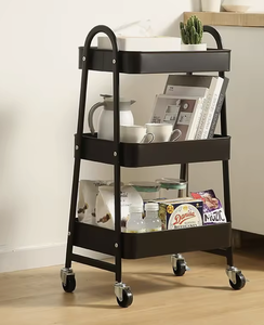 OEM/ODM Vietnam 3 Tier Metal Storage <b>Rack</b> Trolley Movable Floor Standing Organizer for Kitchen Bedroom - Product Image 1